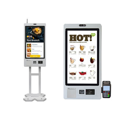 kopen 21.5 inch Touch Screen Self Service Bestel Kiosk POS Terminal QR Code Scanner Thermische Printer voor Restaurant Fast Food Keten online manufacture