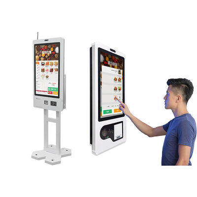 kopen 21,5 en 23,8 inch zelfbediening touchscreen kiosk restaurant barcode scanner ticketprinter Android POS wandmontage betaalkiosk online manufacture