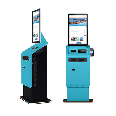 kopen 27 32 Inch POS Floor Stand Betalingskiosken Zelfbediening Paspoort Scanner NFC Thermische Printer contant geld munt Betalingskiosk Terminal online manufacture