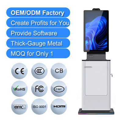 kopen 27'' 32' Indoor Card Dispenser Ticket Printer Kiosk Zelf inchecken Kiosk Hotel Zelfservice Contant betalen Kiosk Terminal online manufacture