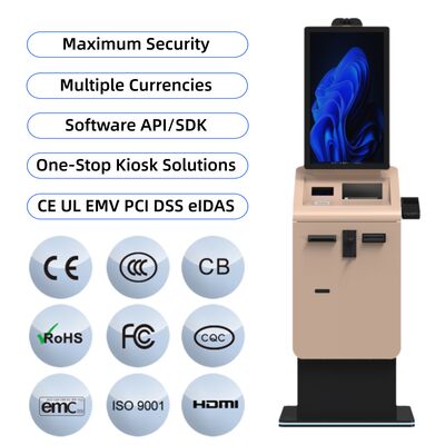 kopen Zelfbediening Kassa Betaling Kiosk Valutawisseling contant geld Munt Recycler Capacitive Touch Screen SDK Geactiveerd vloer staan online manufacture