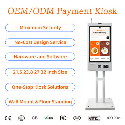 kopen Wandmontage touchscreen Zelfbedieningsbestelkiosk Restaurant Creditcard QR-codescanner Thermische ticketprinter Betalingskiosk online manufacture