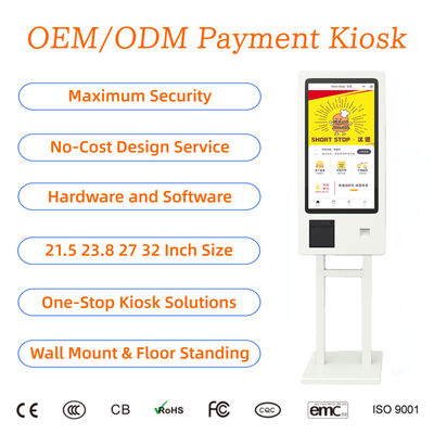 kopen 21.5 23.8 27 32 Inch Self Service Wall Mount Voedsel bestellen Betaalkiosk SDK POS/QR Code Bestelling contantloze Betaalkiosk online manufacture