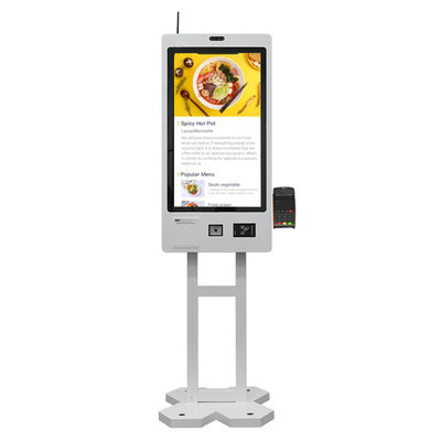 21.5 23.8 27 32 Inch Floor Standing/Wall Mounted Self Ordering Payment Kiosk With QR Code Scanner 80mm Thermal Printer