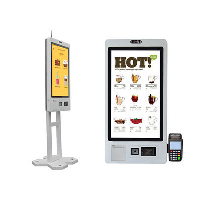 Wandmontage aanraakscherm zelfbestelkiosk met Android/Win7/8/10 OS thermische printer