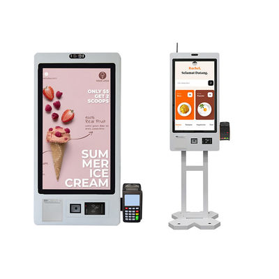 21,5-inch touchscreen-informatiesysteem Thermische printer Restaurant interactieve kioskweergave