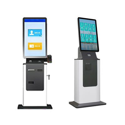 Touchscreen Android-systeem Hotel Check in Kiosk Floor Standing Cash Acceptor QR-code scanner Barcode Reader Indoor gebruik SDK