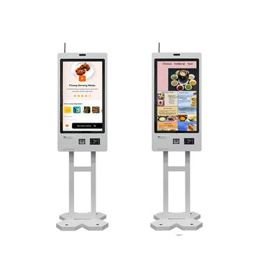 22.7 inch capacitieve touch food ordering kiosk machine met qr code scanner printer