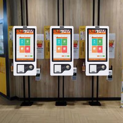 27 inch zelfbediening bestelkiosk met kaartjesprinter QR-scanner en RFID-lezer