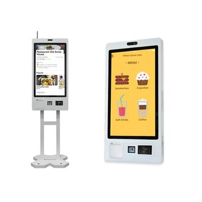 Wandmontage restaurant zelfbestelkiosk met kaartjesprinter en RFID-lezer