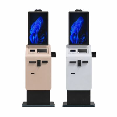 27 32 Inch Touch Screen Self Service Payment Kiosk met Paspoort Scanner Kaartverdeler Cash Coin Recycler SDK ingeschakeld